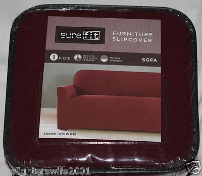 Capa para Sofá Sure Fit Stretch Sarja Vinho One Piece nova em kg - Imagem 1 de 4