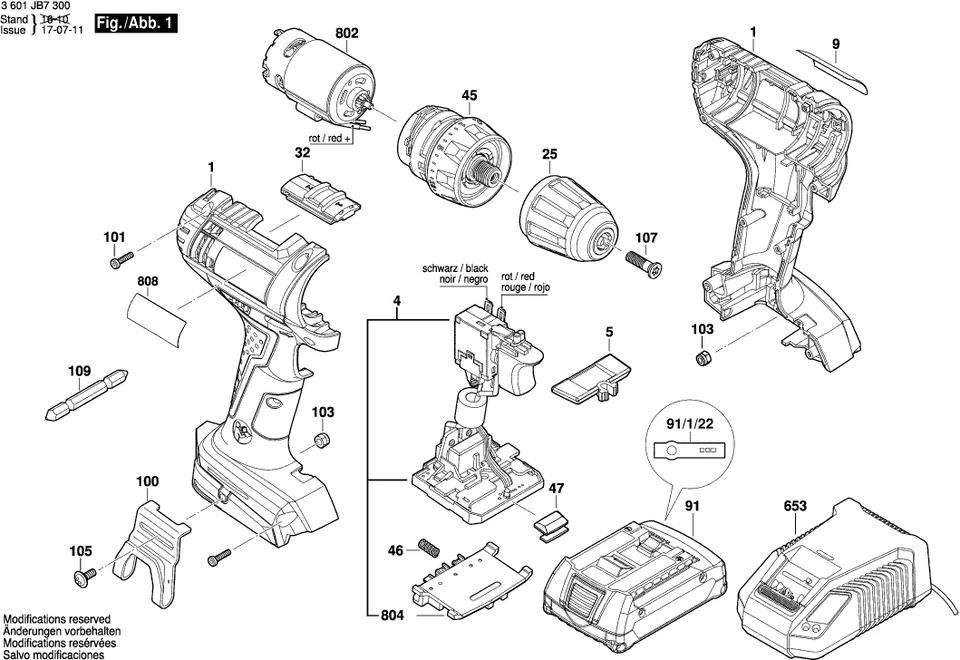 Bosch GSR 18-2-LI Akku-Schrauber Original Bosch Ersatzteile Liste 3601JB7300