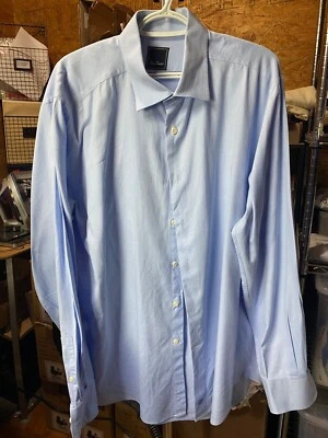 Camisa de vestir David Donahue Performance sarga ajuste azul para hombre talla 18 36/37 Foto 1 de 4