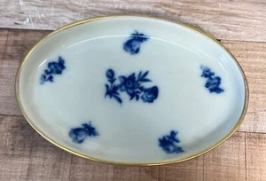 Vintage Schweizer Langenthal ovale Porzellan Schale mit blauem Blumenmuster & Goldrand - Bild 1 von 3