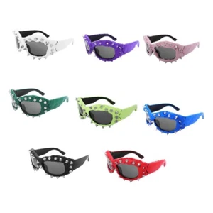 Stylish Hip Hop Sunglasses Photo Props Rock Rivets Shades for Trendsetters - Picture 1 of 16