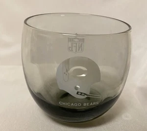 #443 Chicago Bears NFL Football Etched Bar Glass Smoke Gray Vtg 3” W/Smoke Stain - Picture 1 of 7