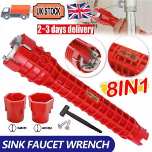 8 in1 Multifunction Faucet Wrench Water Pipe Tap Spanner Bath Sink Installer UK - Picture 1 of 17