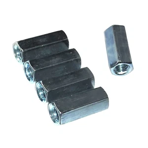 5 piezas, 1/4-20 X 7/8" de largo tuerca de acoplamiento hexagonal UNC, chapada en zinc, hilo grueso - Imagen 1 de 2