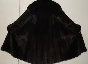 Abrigo de piel de visón negro oscilante 75" FERAUD Paris de alta calidad talla 4-6 envío gratuito - Imagen 1 de 7