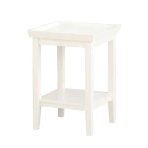 Convenience Concepts End Table 18" White 26" Square Solid Rubber Wood W/ Shelves - Picture 1 of 6