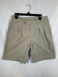Ashworth Golf Shorts 32 Mens Khaki Tan Chino Pleated Casual Straight Golfing - Picture 1 of 8
