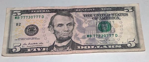 2013 Triple 7 Ends 3 Of A Kind 30 Center 77730777 Fancy Serial Number - Picture 1 of 2