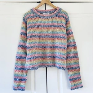 La Ligne Sweater Cherie Striped Crewneck Colorful Rainbow Wool Knit NEW Size XL - Picture 1 of 8