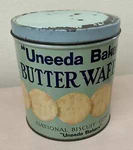Vintage UNEEDA BAKERS BUTTER WAFERS Tin Can NATIONAL BISCUIT CO NEW YORK USA - Picture 1 of 6