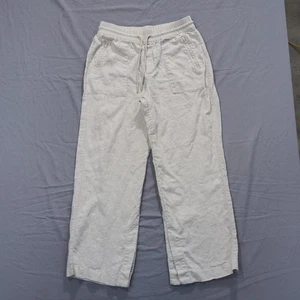 Athleta Hose Damen Medium hellbraun Retreat Leinen weites Bein Kordelzug Boho Lagenlook - Bild 1 von 12