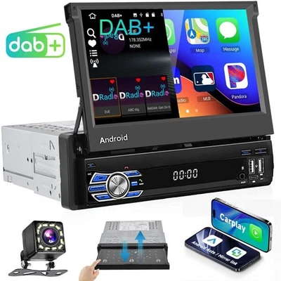 DAB+1 Din 7'' Android 14 Autoradio GPS Navi Für Carplay BT WIFI MP5 Player USB - Bild 1 von 4