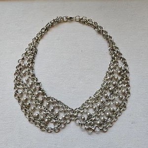 Collar de eslabones de cadena de plata vintage años 60 Peter Pan - Imagen 1 de 11