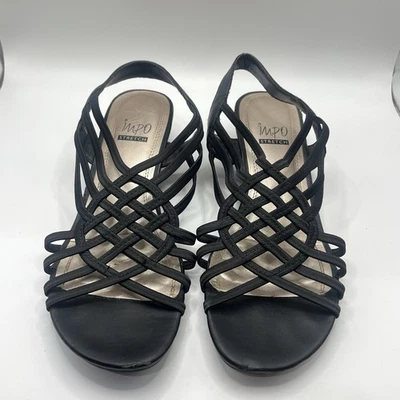 Impo Rezi Black Stretch Wedge Heel Sandal Size 8 Pre-owned - Image 1 of 4