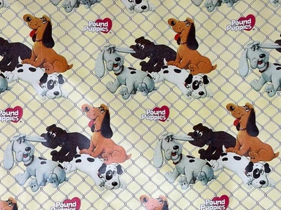 POUND PUPPIES VINTAGE 1985 WRAP Birthday Party Supplies, Gift Wrap, Roll, USED - Image 1 of 4