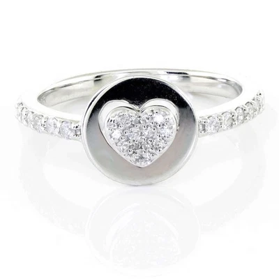 925 Sterling Silver Heart Cluster Diamond Bridal Engagement Ring 0.30ctw - Image 1 of 4