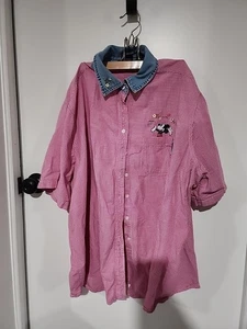 Disney Mickey Unlimited Vintage Button Down bestickt kariert Größe | 26W/28W - Bild 1 von 20