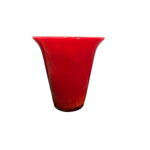 "Florero Fenton Art Deco acampanado mandarina veneciano rojo escoria vidrio 6 1/4""" - Imagen 1 de 4
