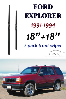 Paquete de 2 escobillas limpiaparabrisas delanteras de 18"+18" para Ford Explorer 1991-1994 Foto 1 de 2