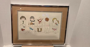 VTG Framed Art Deco "Bathtime" & "Pottytime" Signed Lithographs with COA - Picture 1 of 6