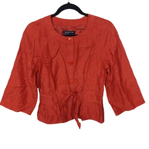 Jones New York Womens Spring Jacket Size M Linen Orange Lightweight 3/4 Sleeve - Picture 1 of 5