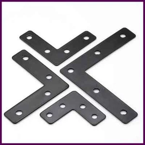 10 piezas, soportes planos L, soporte de esquina soporte de esquina negro placa de reparación reparación - Imagen 1 de 28