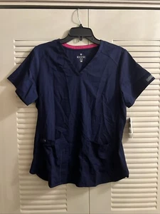 Med Couture Touch V-Neck Scrub Top Black Short Sleeve Sz Medium Work wear Nurse - Picture 1 of 5