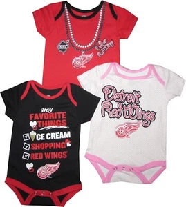 Detroit Red Wings Niñas 3 piezas Creeper Set Cosas Favoritas Bebé Bebé - Imagen 1 de 1