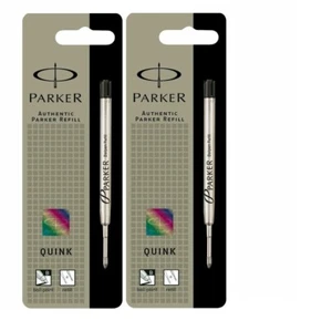 2 Pack Genuine Parker Ballpoint Refill BLACK Biro Medium Quink Flow Ball Pen - Picture 1 of 6