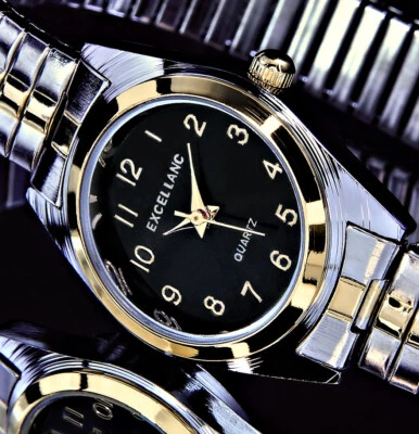 Excellanc Damen Armband Uhr mit Edelstahl Zugband  Silber Gold Farben Schwarz - Bild 1 von 3
