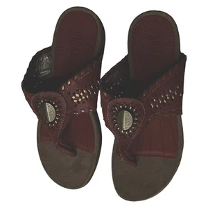 ARRAY Womens Size 8.5M MOKI Woven HUARACHE Thong Sandals Leather Uppers Bronze - Picture 1 of 9