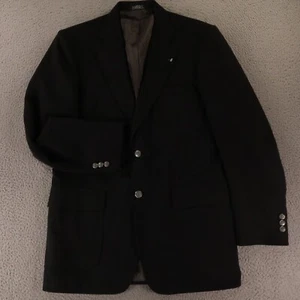 Vintage Stafford Jacke M schwarz Polyester Wolle Hopsack aufgesetzte Taschen atmungsaktiv 38 L - Bild 1 von 17