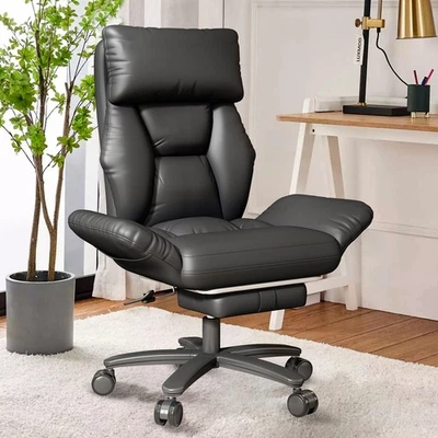 Silla de Oficina Ergonómica Grande y Alta con Reposapiés 500LBS Cuero Silla de Computadora Foto 1 de 4