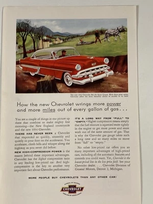 Chevrolet Bel Air Sport 1954 cupé anuncio impreso recibe más potencia Foto 1 de 2