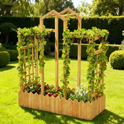 Vertical Raised Garden Bed with Trellis  for Patio, Climbing Plants & Flowers - Image 1 of 4
