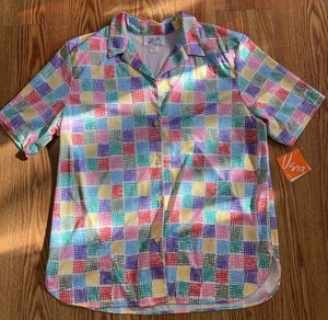 NWT Vintage Vera Neumann 14 Bright Pastel Retro 1970s Button Up Retro Pink USA - Picture 1 of 10
