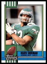 1990 TOPPS TRADED HEATH SHERMAN ROOKIE . PHILADELPHIA EAGLES #124T