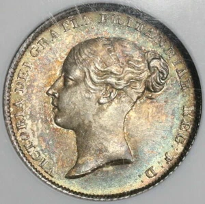 1843 NGC MS 64 Victoria 6 Pence Great Britain Rare Silver Royal Coin (16082801D) - Picture 1 of 7