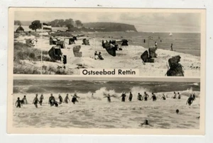 Ostseebad Rettin mehrbildkarte 1953 mit viele Menschen und Kinder - Bild 1 von 2