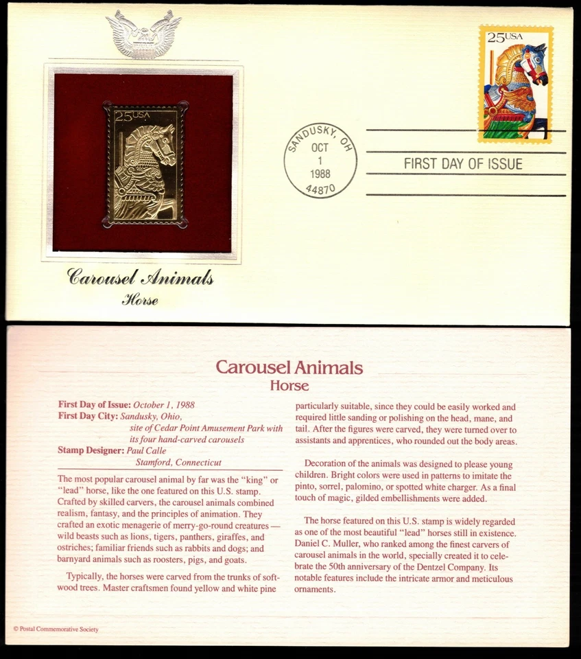 Carousel Animals, Horse-1st day issue-Golden Replica - Image 1 of 1