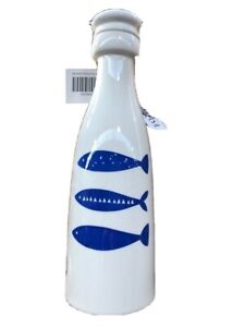 Mikasa Into The Blue Tall Ceramic Water Bottle / Jug with Lid, 1.3 Litres (44 fl