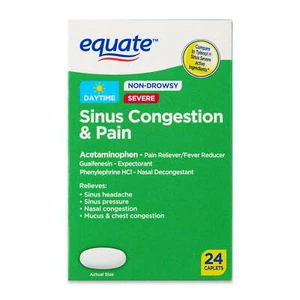 Equate Severe Sinus Congestion & Pain Acetaminophen Caplets 325mg, 24 Count - Picture 1 of 3