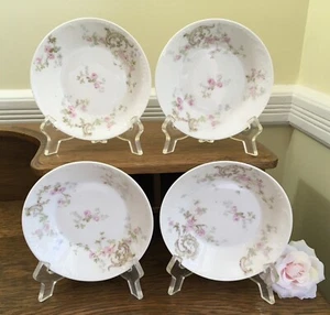 4 Antique c1903 T Haviland Fruit/Dessert Bowls Schleiger 144a Roses Green Scroll - Picture 1 of 23