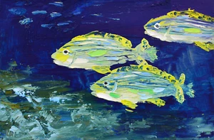 Fish Original Oil Painting 4"x6" Ocean art Underwater world - Picture 1 of 7