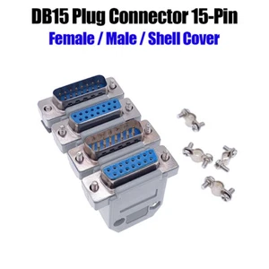 Conector D-SUB DB15 2 filas orificio/pin hembra macho puerto enchufe adaptador + carcasa - Imagen 1 de 13