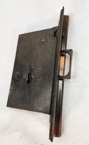 Russell & Erwin Pocket Door Lock 5 1/2"x3 1/2" Concave Male Japanned Face 7 3/4" - Picture 1 of 10