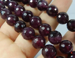 Faceted 6mm Dark Red Garnet Gems Round Loose Beads 15" Strand - Picture 1 of 12