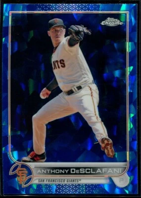 2022 Topps Chrome Blue Cracked Ice Anthony DeSclafani #137 Sapphire Giants - Image 1 of 3