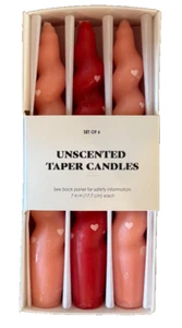 Set of 6 Unscented Taper Heart Candles - 7 inches tall - Picture 1 of 2
