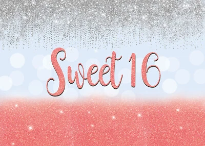 Dulce 16 telón de fondo niños niñas dieciséis días B decoraciones 16 cumpleaños fiesta fondo Foto 1 de 4